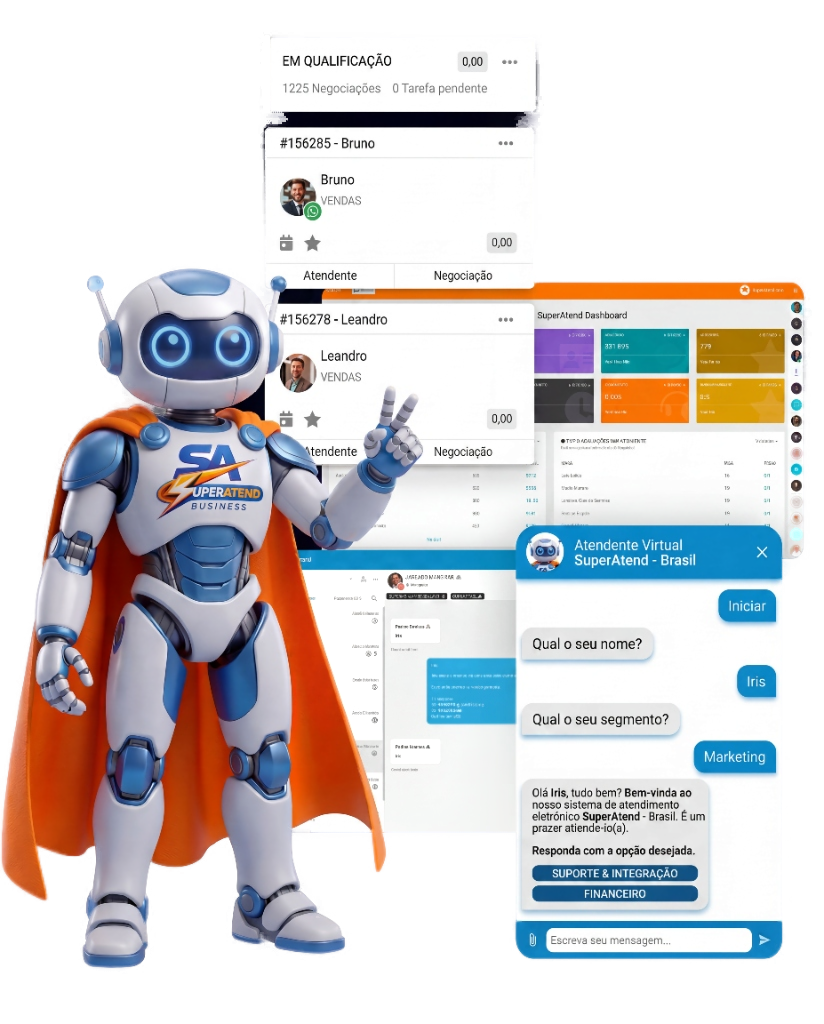 SuperAtend Mascot with Dashboard