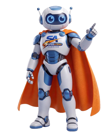 SuperAtend Robot Mascot Hero